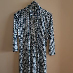 Blue, Green, & White Patterned Dress